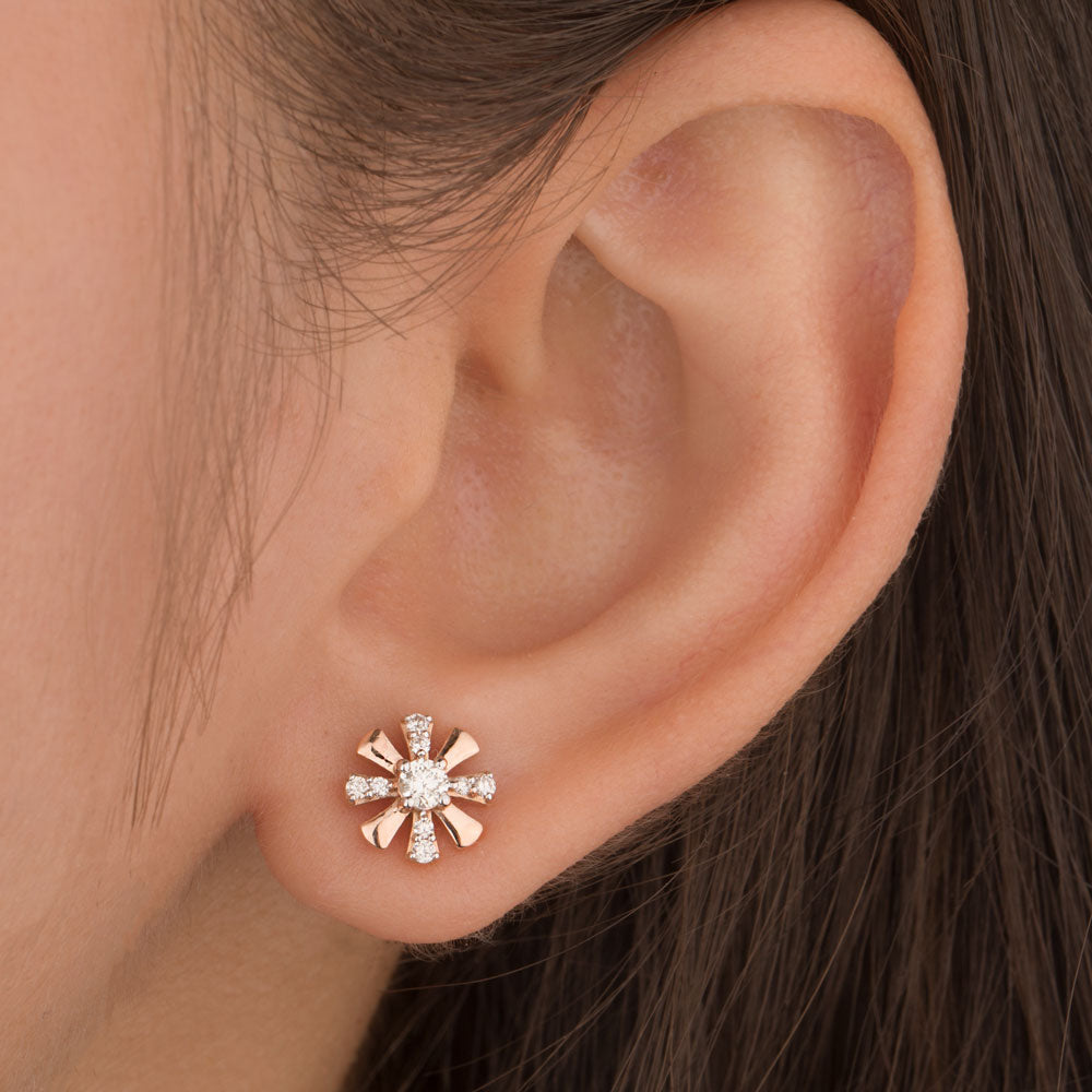 18K Rose Gold Diamond Earrings - 0.351ct VVS-VS-IJ