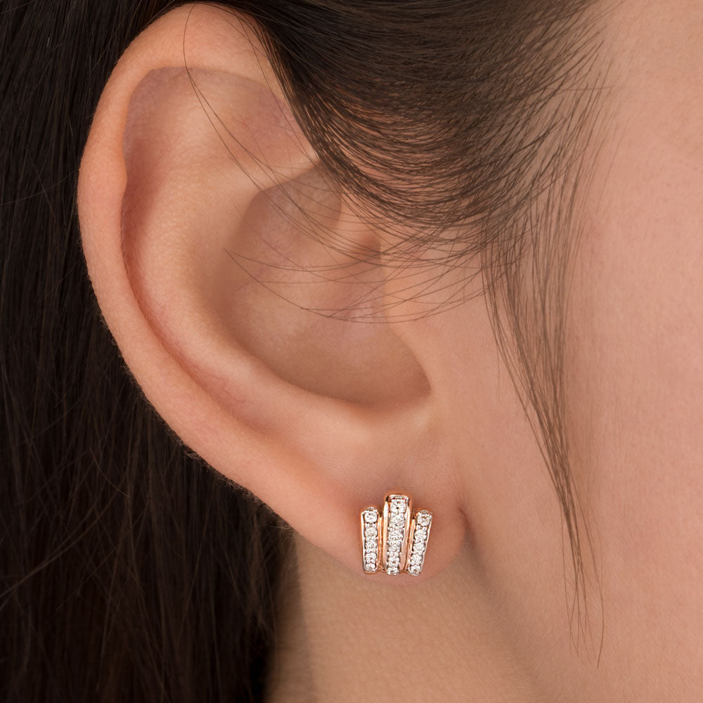 14K Rose Gold Diamond Earrings - 0.24ct SI-GH