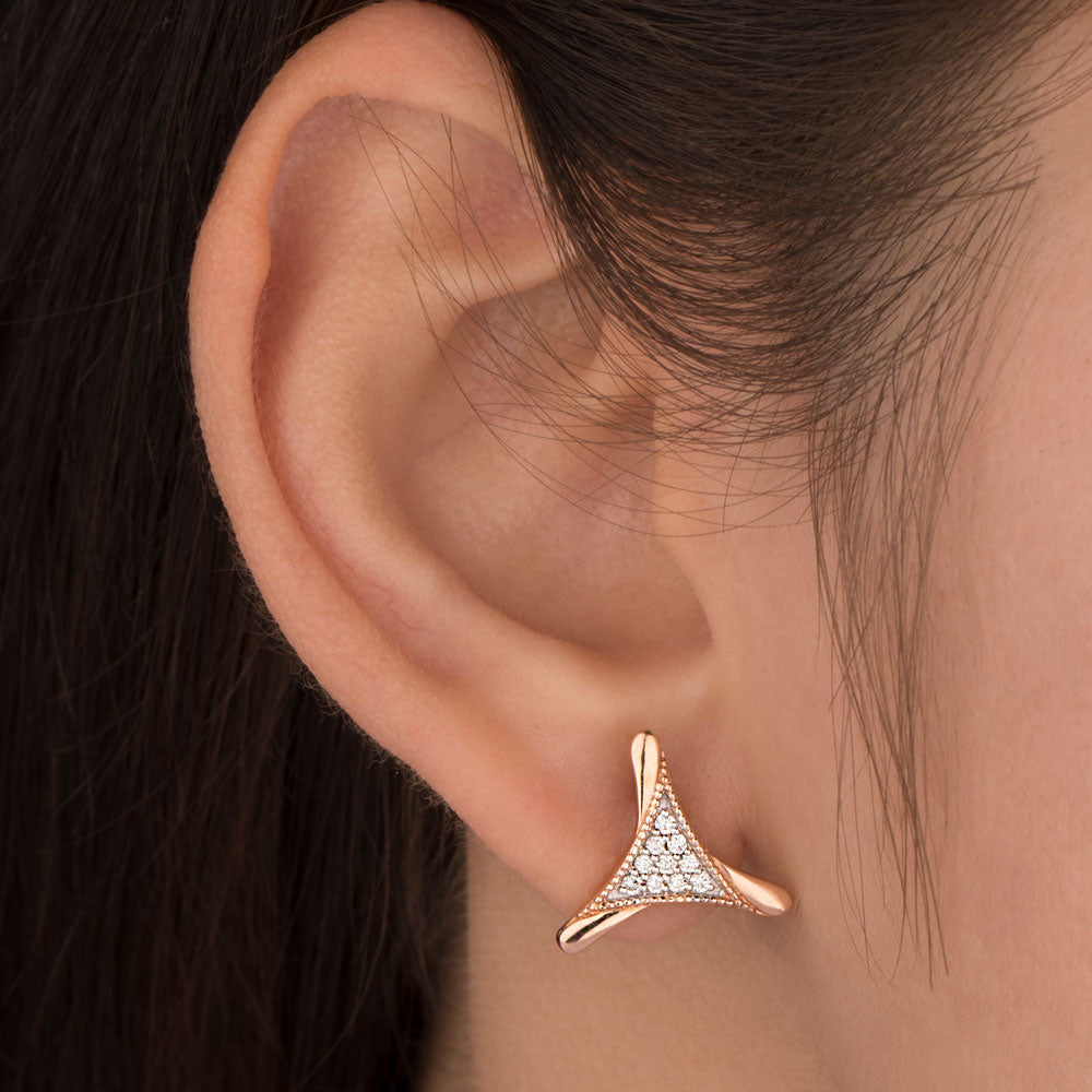 14K Rose Gold Diamond Earrings - 0.18ct SI-HI