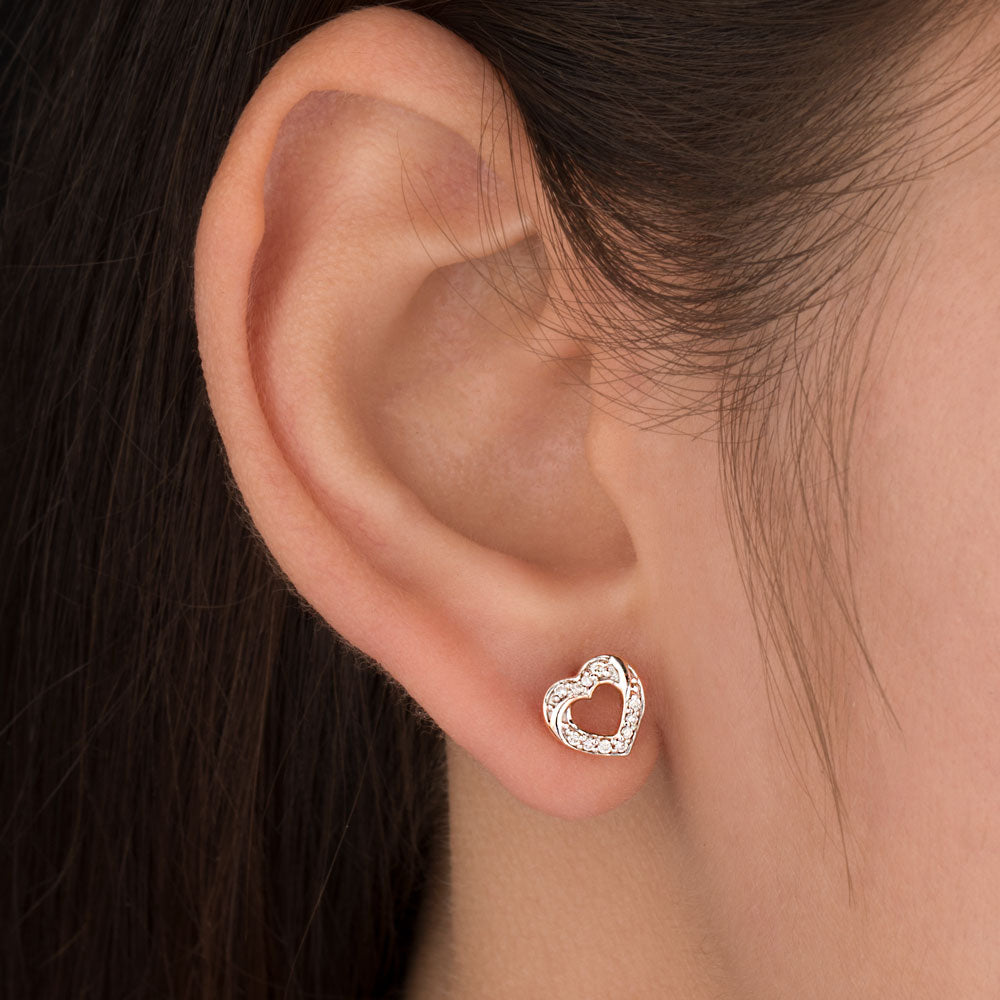 14K Rose Gold Diamond Earrings - 0.1ct SI-GH
