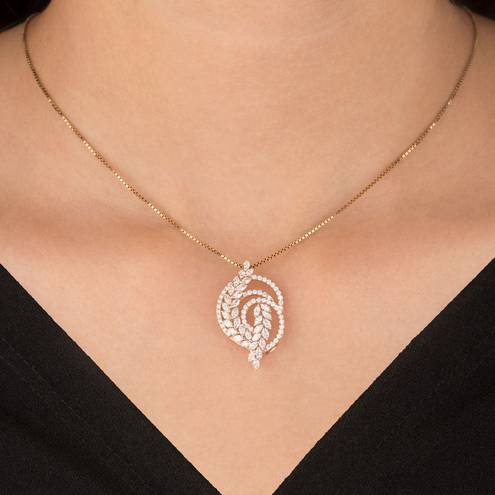 18K Rose Gold Diamond Pendant - 1.345ct VVS-EF