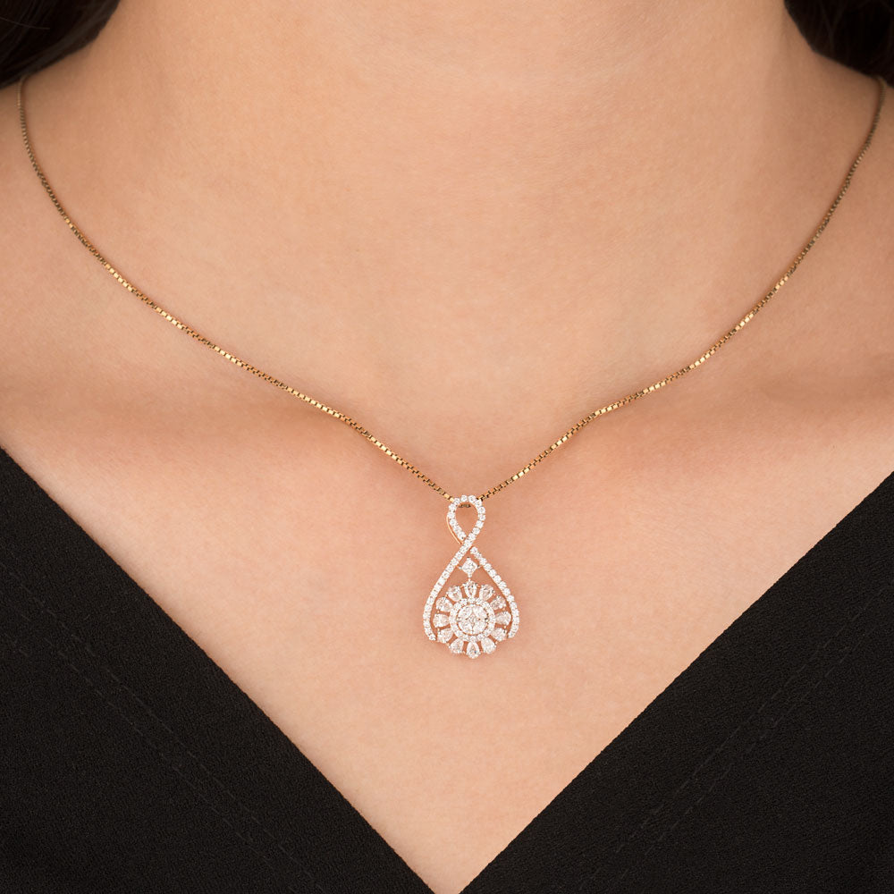 18K Rose Gold Diamond Pendant - 0.956ct VVS-EF