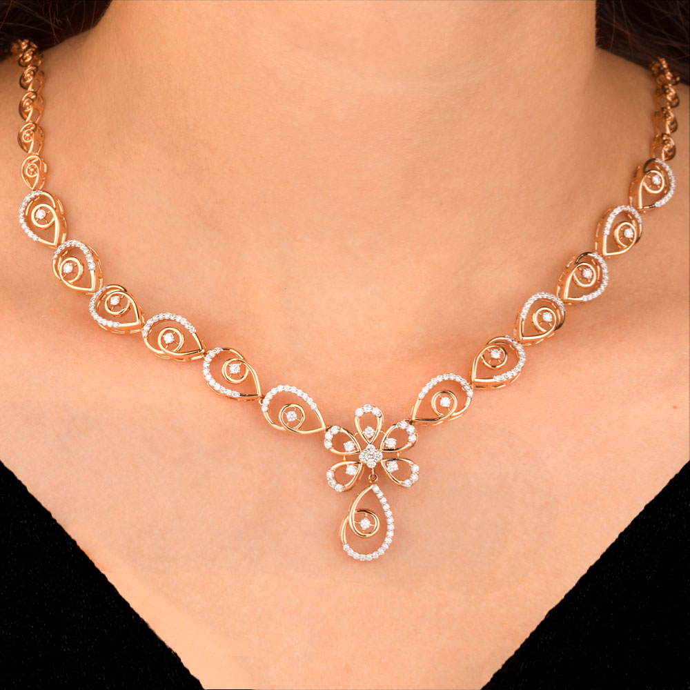 18K Rose Gold Diamond Necklace - 2ct VVS-VS-GH