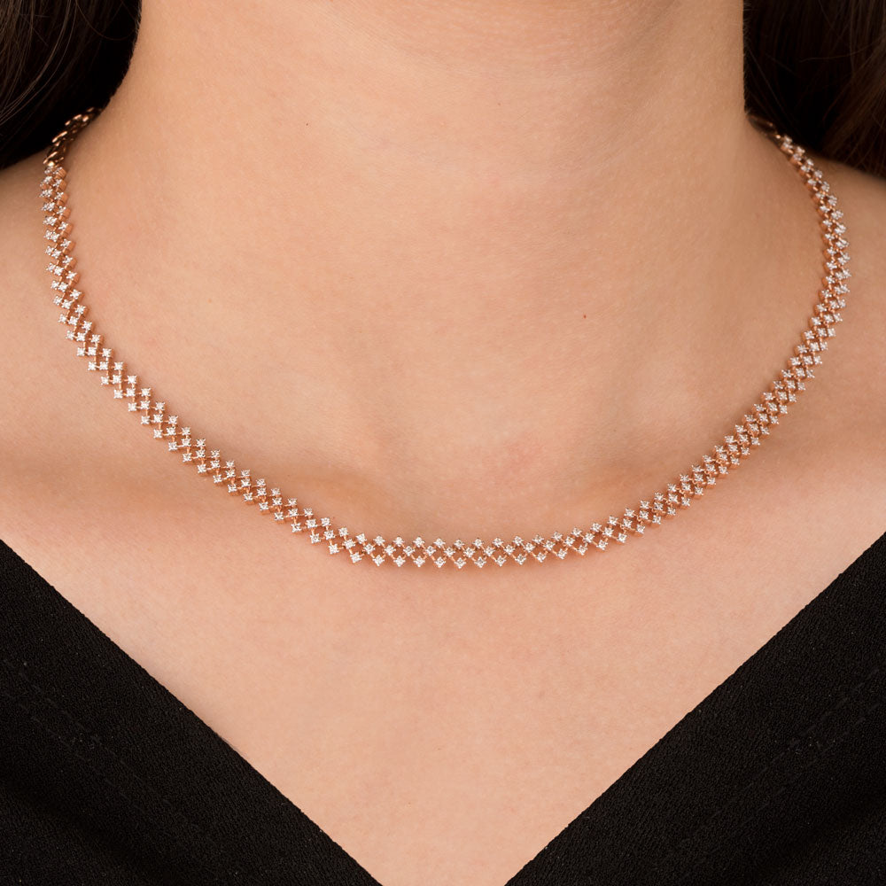 18K Rose Gold Diamond Necklace - 1.517ct VVS-VS-HI