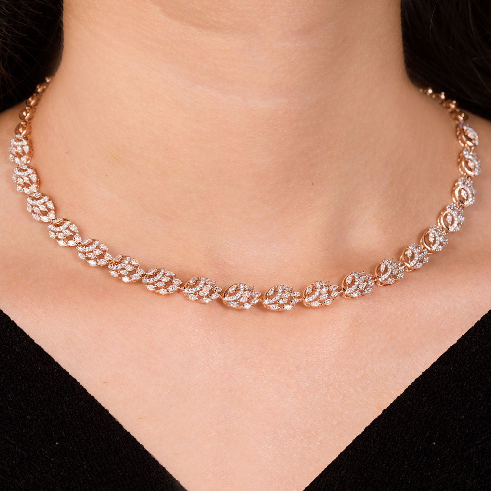 18K Rose Gold Diamond Necklace - 3.705ct VVS-EF