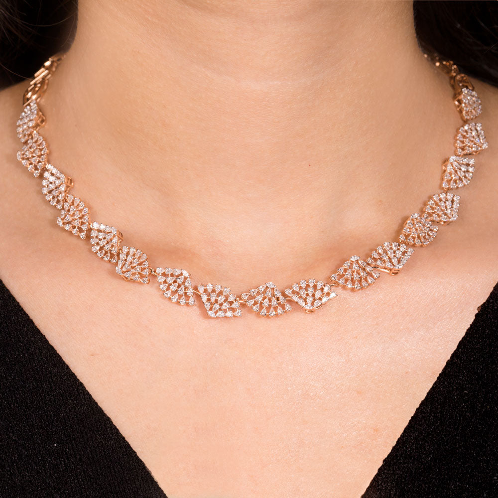 18K Rose Gold Diamond Necklace - 5.679ct VVS-EF