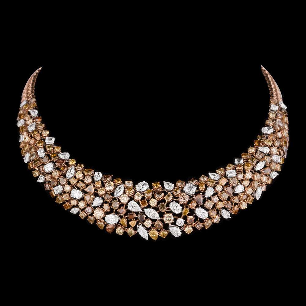 14K Rose Gold Diamond Necklace - 44.33ct SI-WK