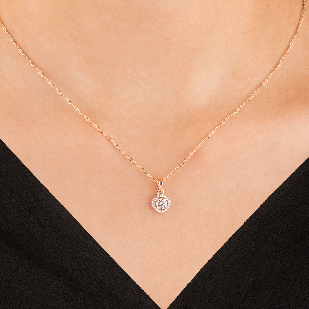 18K Rose Gold Diamond Pendant - 0.388ct VVS-VS-HI