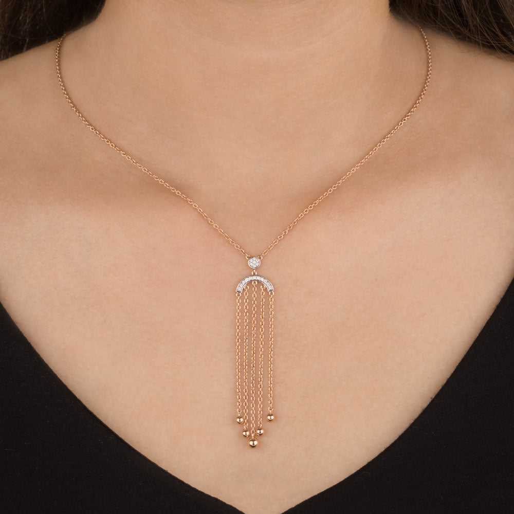 14K Rose Gold Diamond Pendant - 0.095ct VS-SI-GH