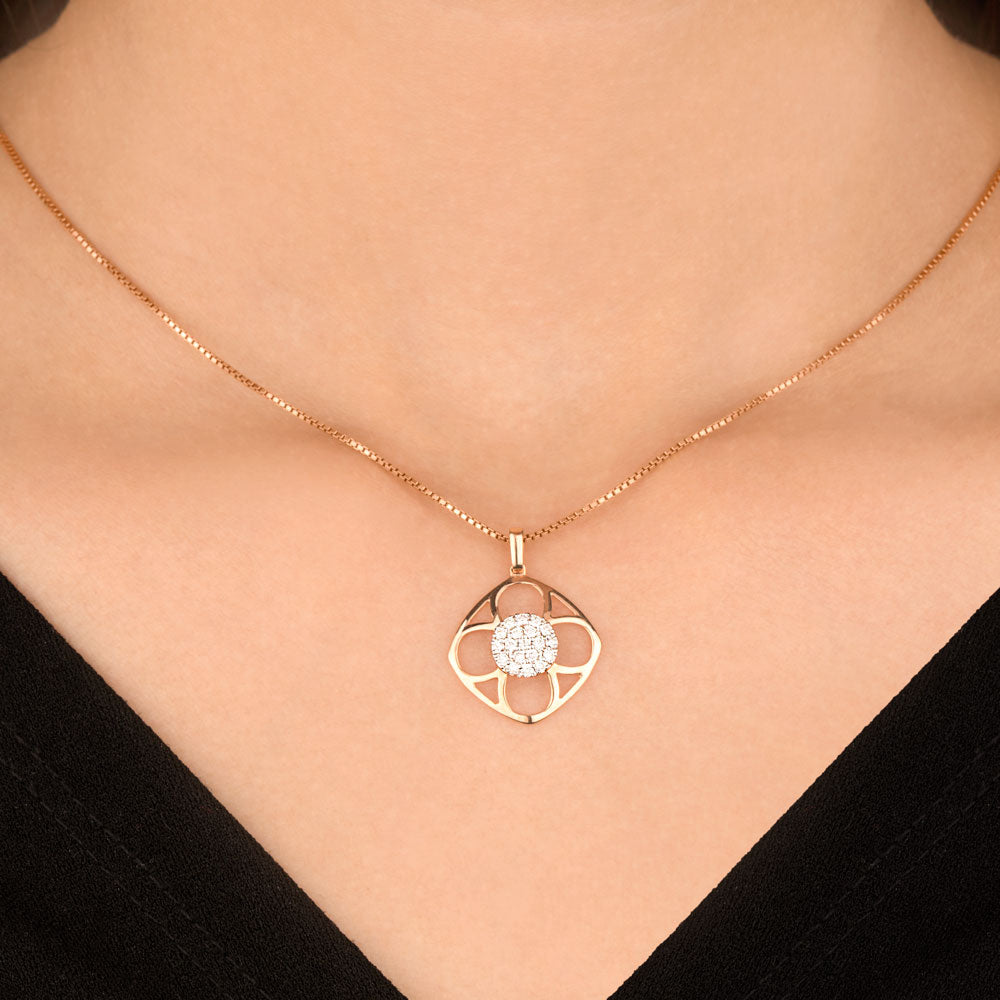 14K Rose Gold Diamond Pendant - 0.25ct SI-GH