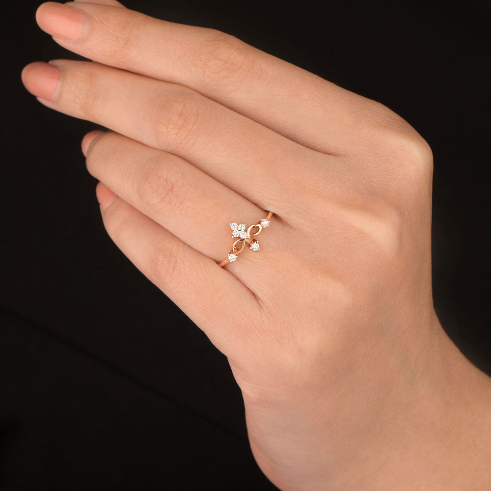 14K Rose Gold Diamond Ring - 0.12ct VVS-VS-GH