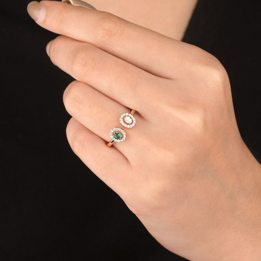 18K Rose Gold Diamond Ring - 0.241ct SI-HI with Colour Stones