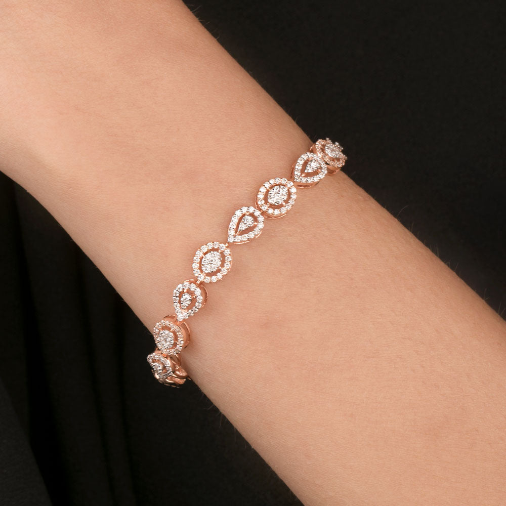 14K Rose Gold Diamond Bracelet - 3.66ct VVS-VS-HI