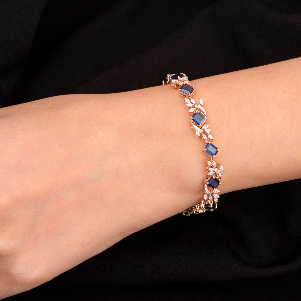 18K Rose Gold Diamond Bracelet - 1.614ct VVS-EF with Colour Stones