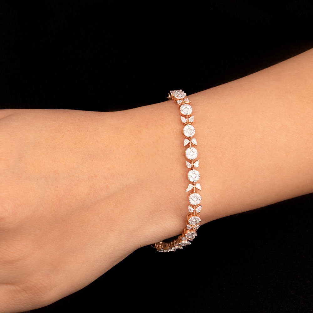 18K Rose Gold Diamond Bracelet - 3.343ct VVS-EF