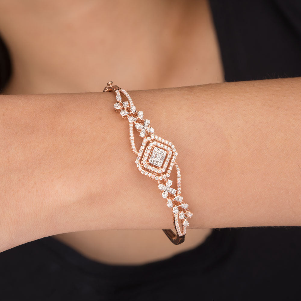 14K Rose Gold Diamond Kada - 1.318ct VS-SI-HIJ