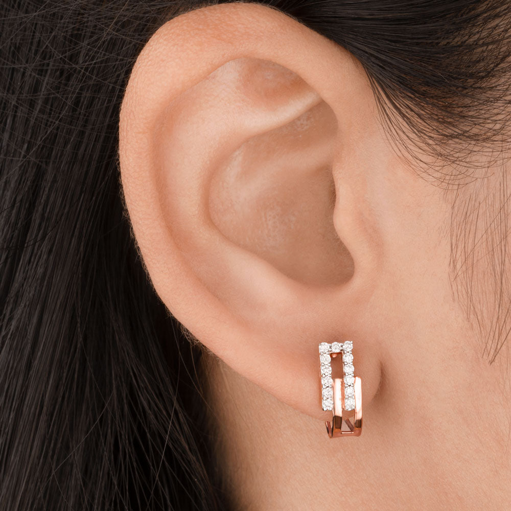 14K Rose Gold Diamond Earrings - 0.26ct SI-GH