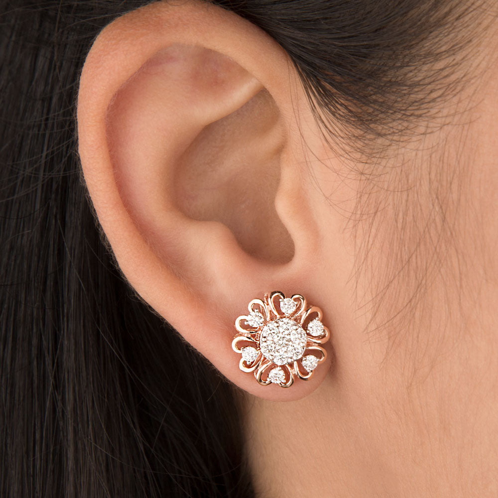 14K Rose Gold Diamond Earrings - 1.07ct VVS-VS-HI
