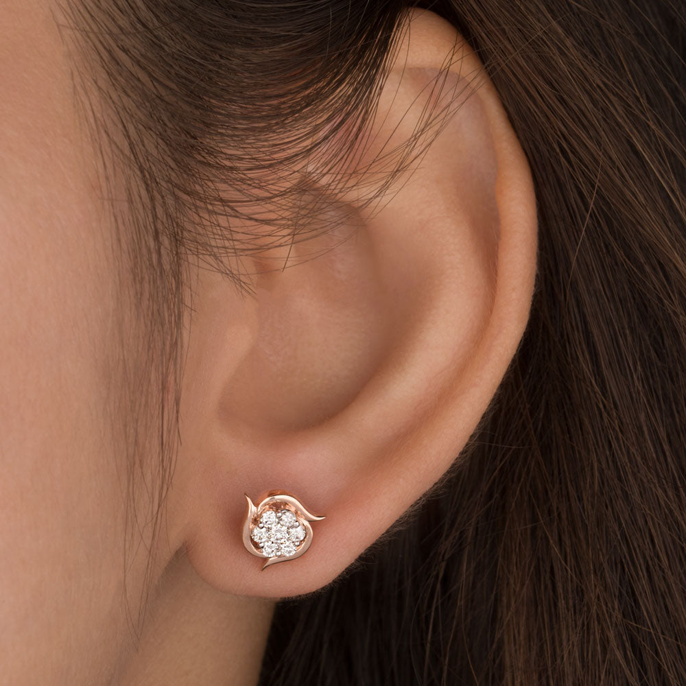 14K Rose Gold Diamond Earrings - 0.3ct SI-GH