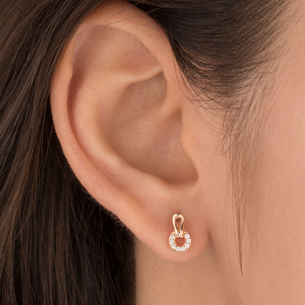 18K Rose Gold Diamond Earrings - 0.08ct VS-GH