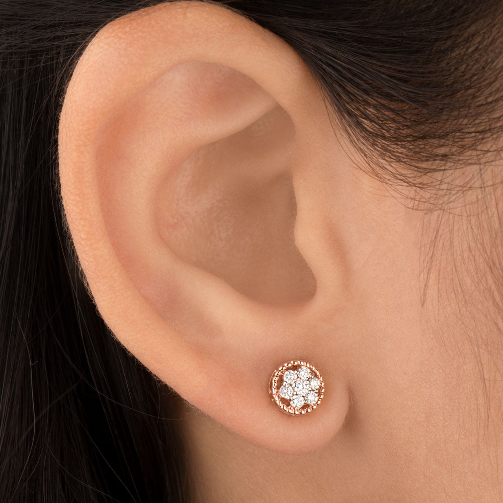 14K Rose Gold Diamond Earrings - 0.22ct VVS-VS-HI