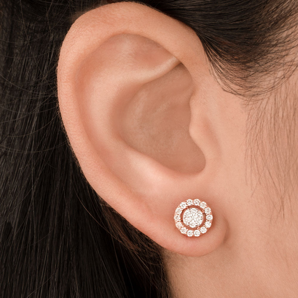 14K Rose Gold Diamond Earrings - 0.44ct VS-GH