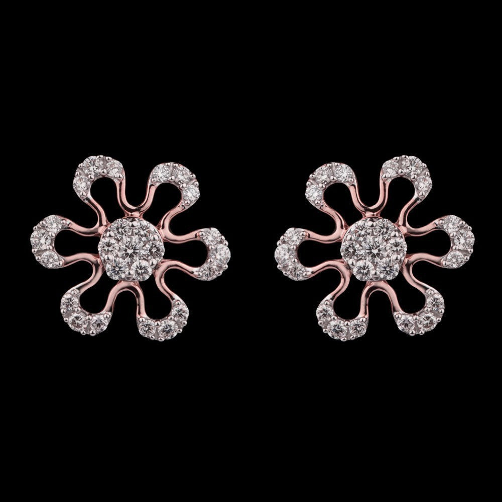 14K Rose Gold Diamond Earrings - 0.85ct VVS-VS-GH