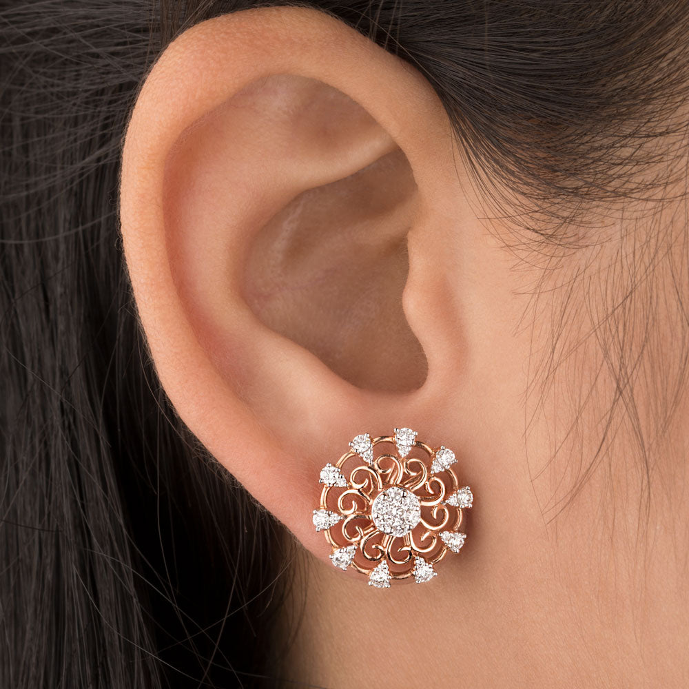 14K Rose Gold Diamond Earrings - 0.66ct VVS-VS-GH