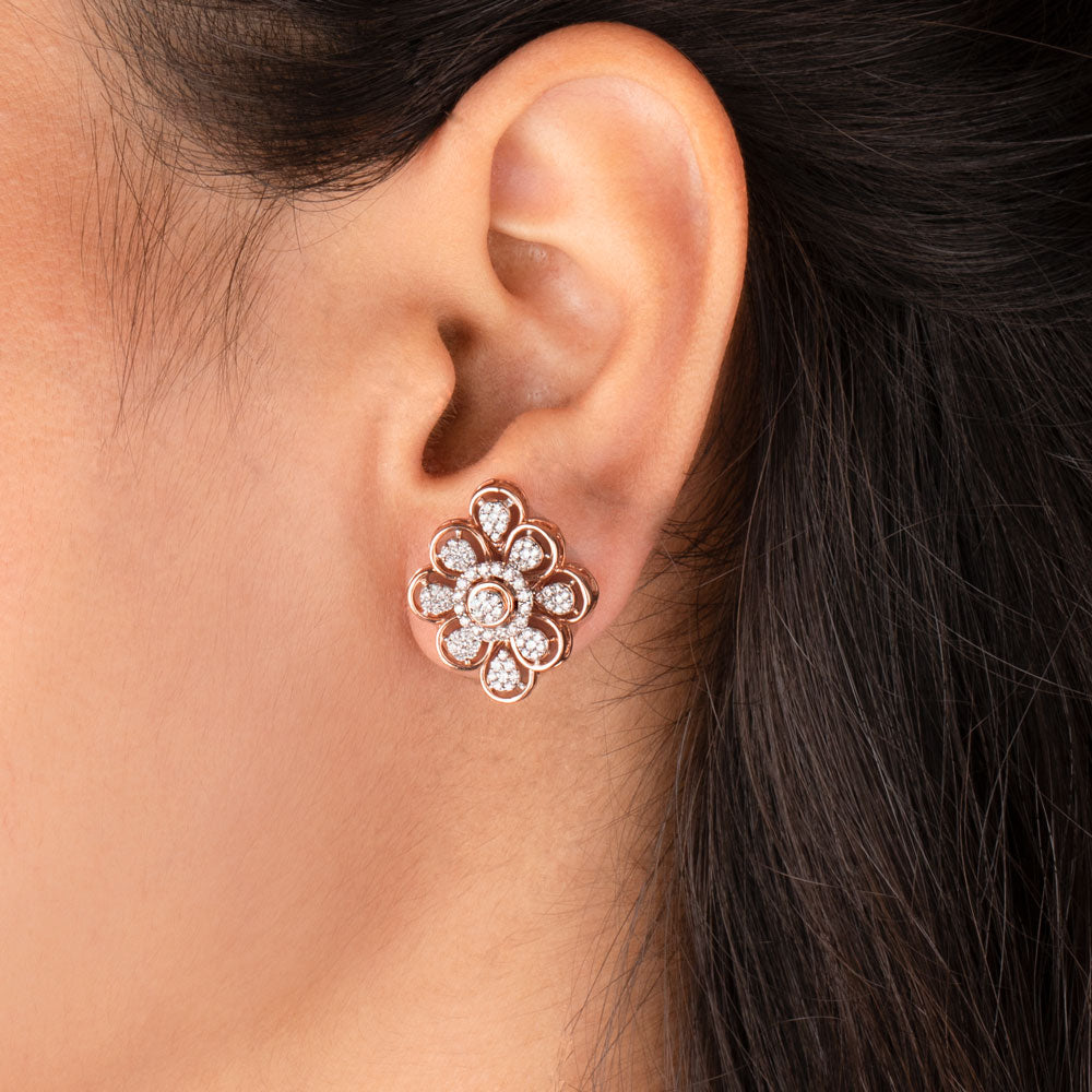 14K Rose Gold Diamond Earrings - 0.9ct VVS-VS-GH