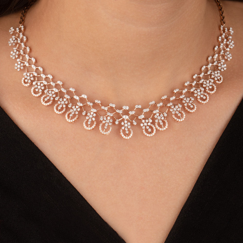14K Rose Gold Diamond Necklace - 5.513ct VVS-VS-GH