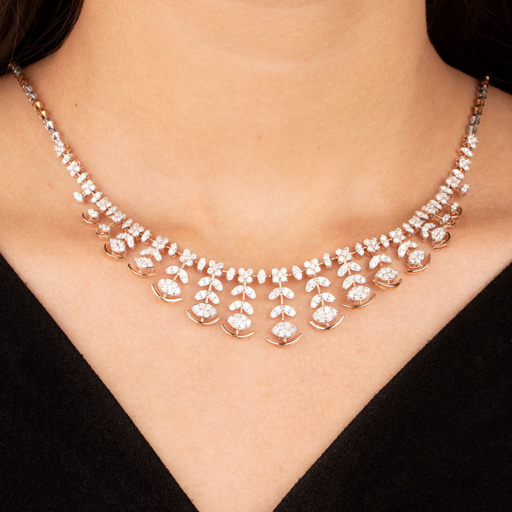 18K Rose Gold Diamond Necklace - 4.843ct VVS-VS-GH