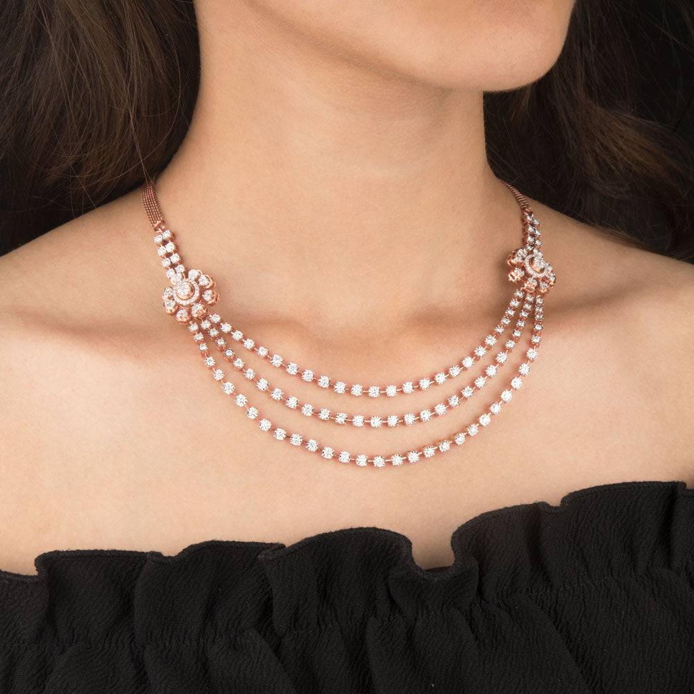 14K Rose Gold Diamond Necklace - 5.94ct VVS-VS-IJ