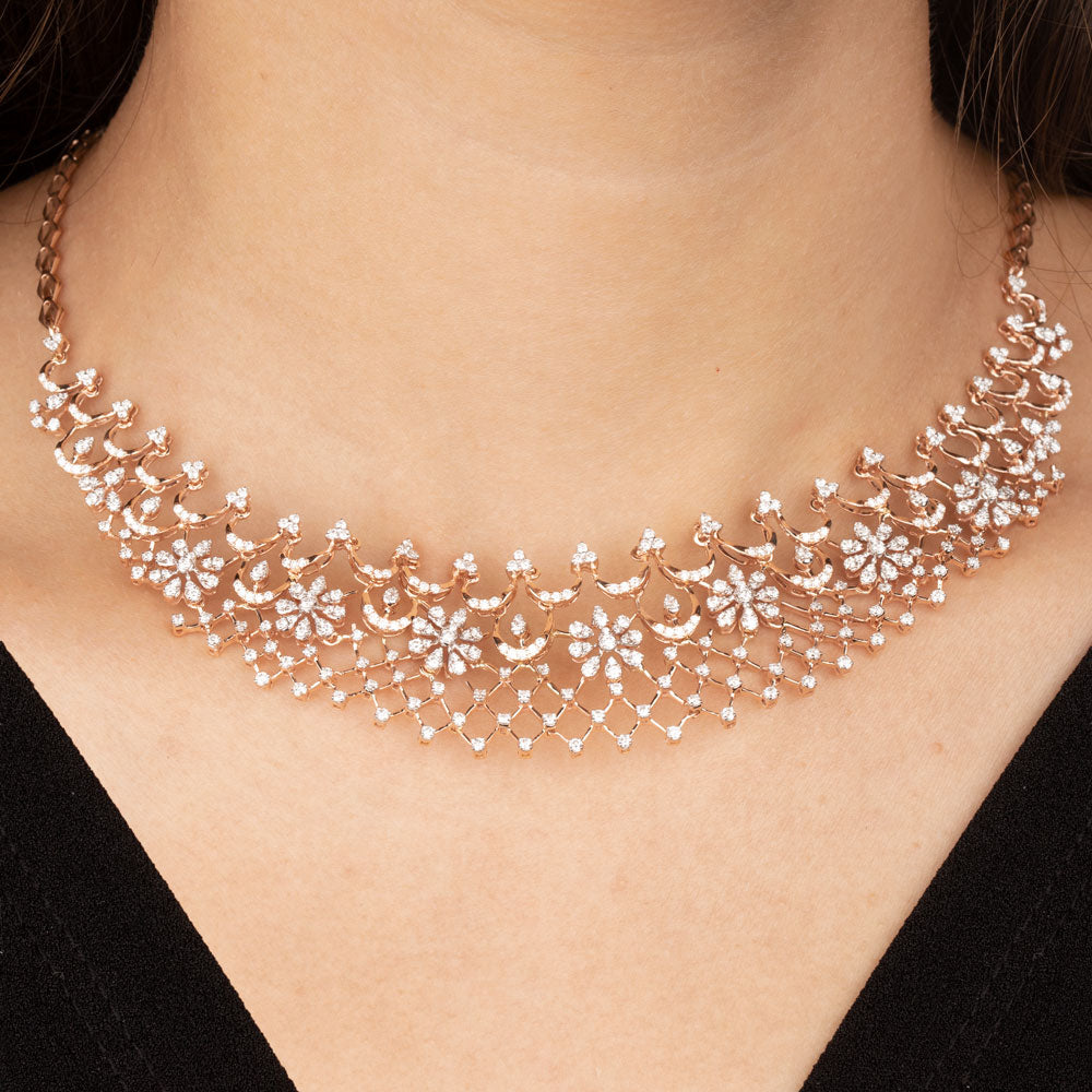 18K Rose Gold Diamond Necklace - 3.835ct VVS-VS-GH