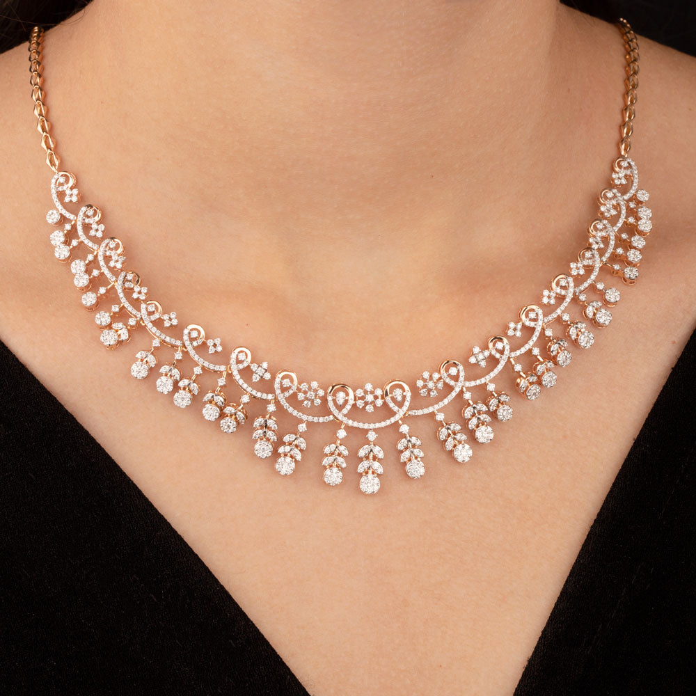 18K Rose Gold Diamond Necklace - 4.812ct VVS-VS-GH