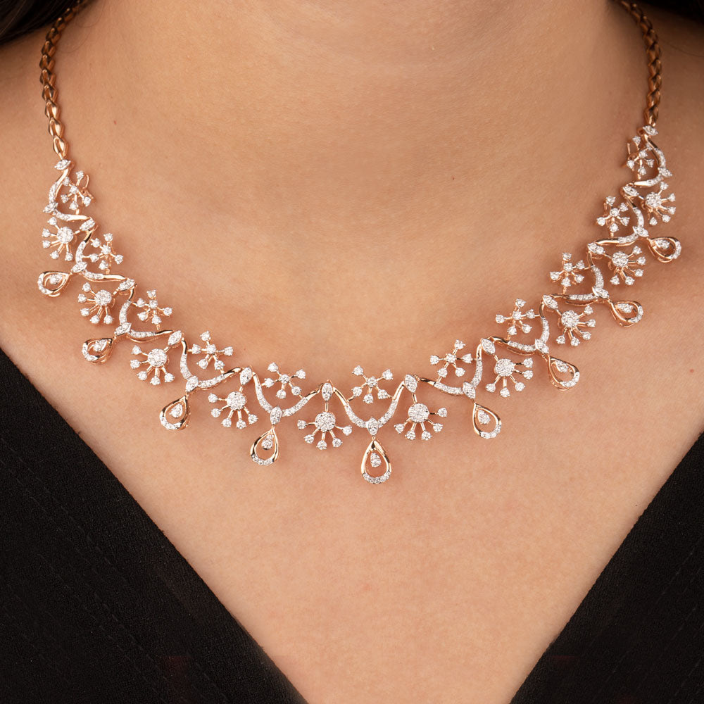18K Rose Gold Diamond Necklace - 3.373ct VVS-VS-GH