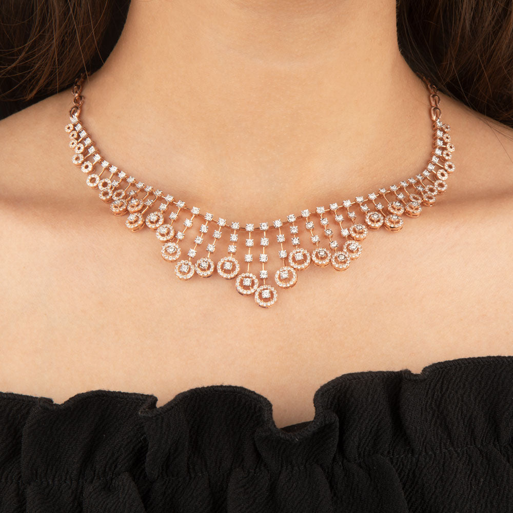 14K Rose Gold Diamond Necklace - 4.37ct VVS-VS-IJ