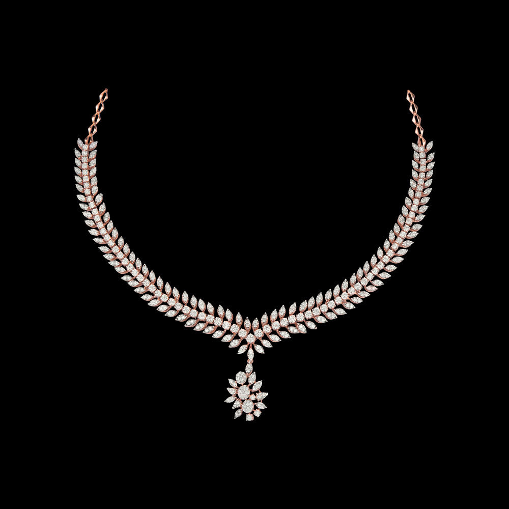 14K Rose Gold Diamond Necklace - 3.68ct VS-SI-FG