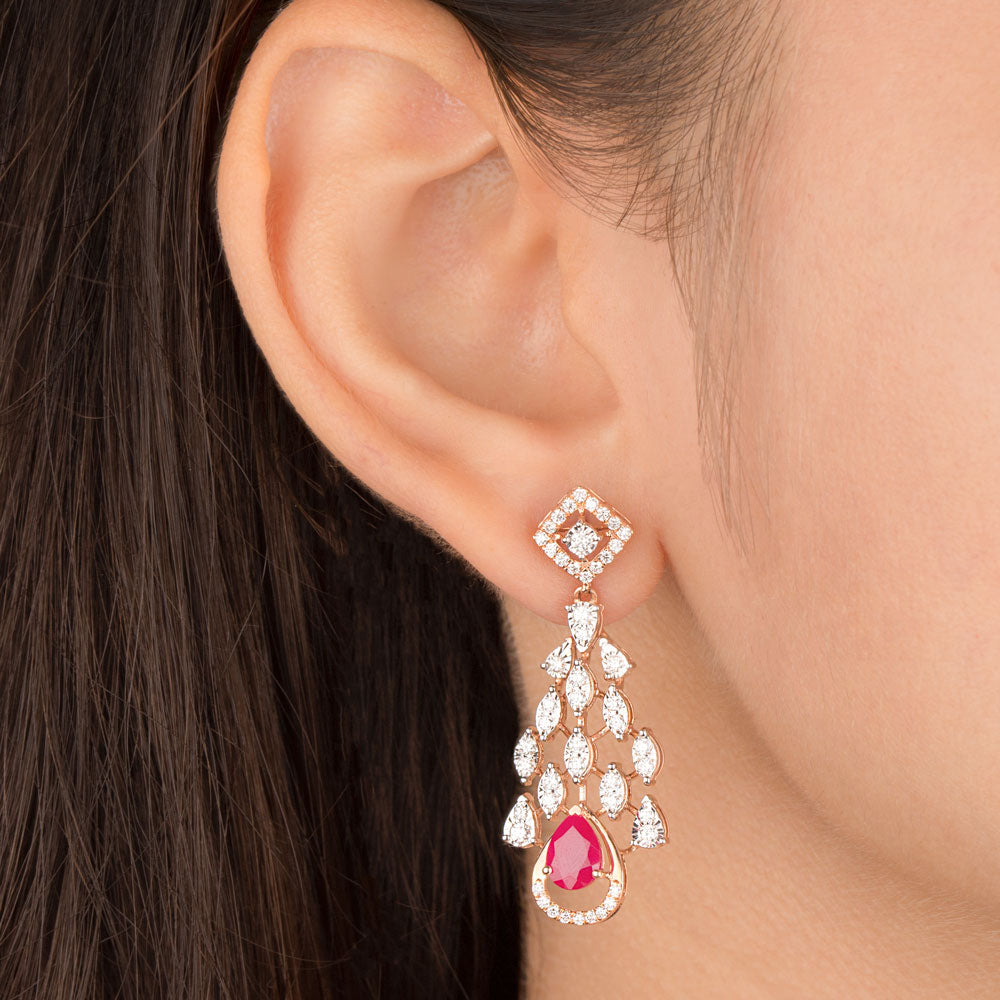 14K Rose Gold Diamond Jewellery - 1.061ct VS-SI-GH with Colour Stones