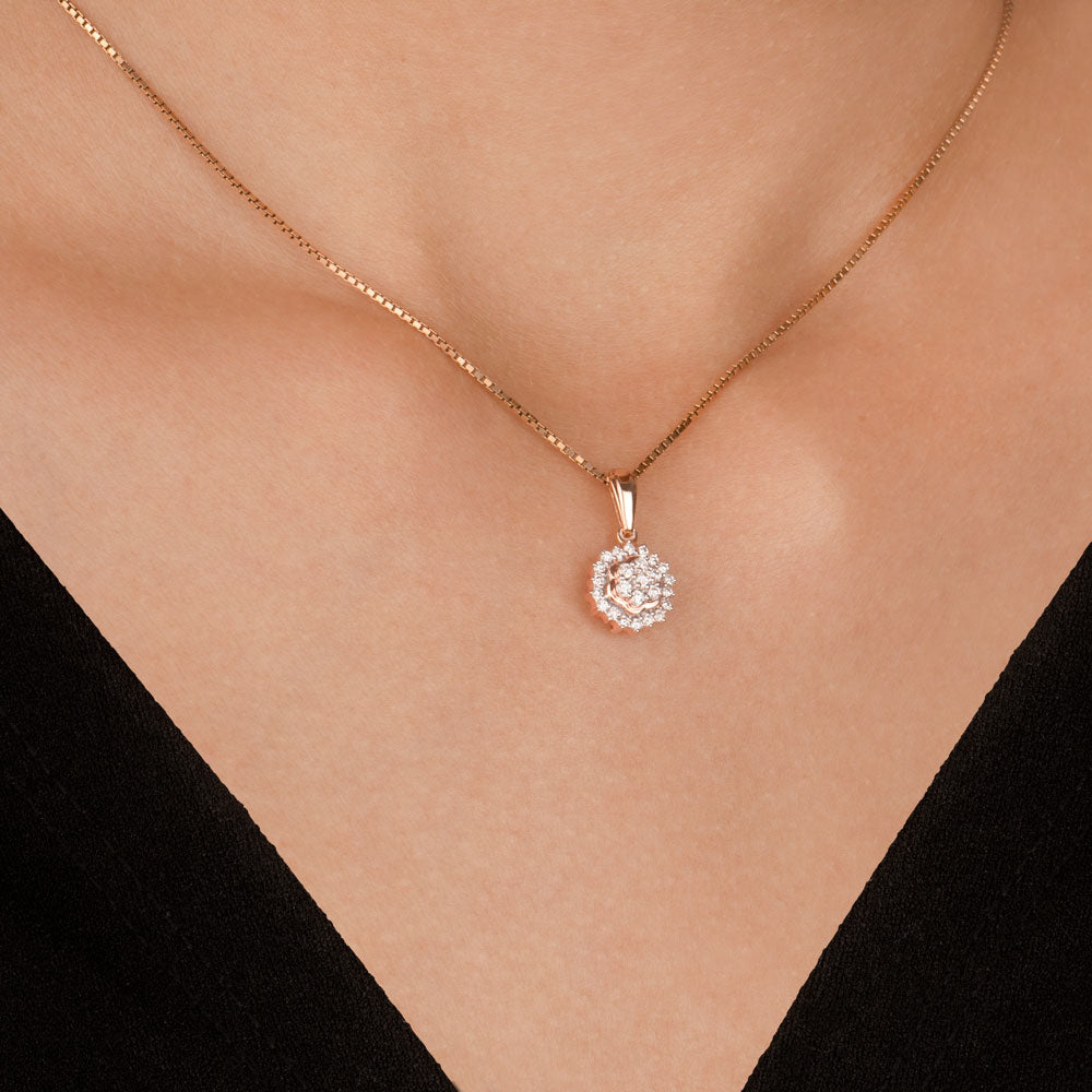 14K Rose Gold Diamond Pendant - 0.21ct SI-GH
