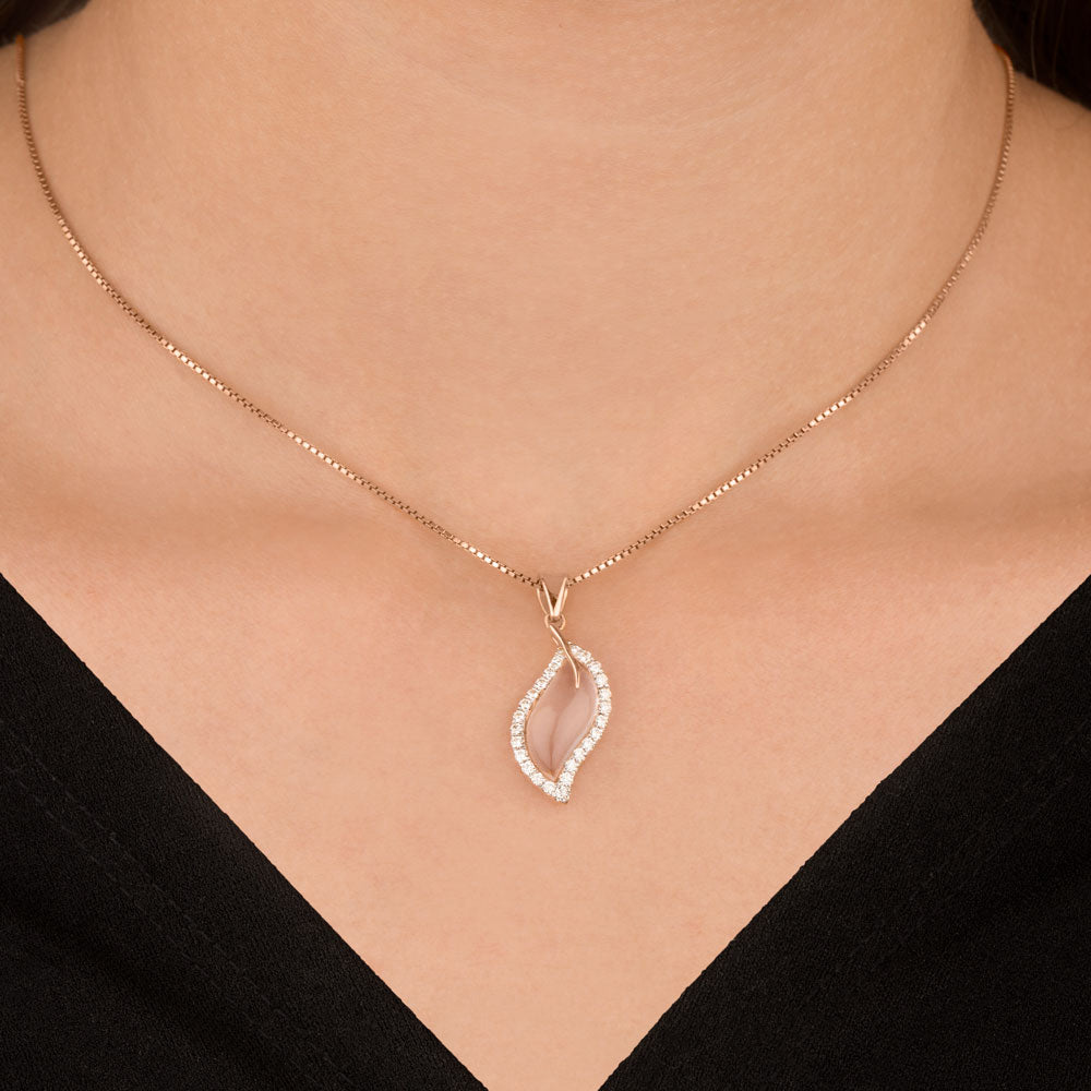 14K Rose Gold Diamond Pendant - 0.27ct SI-GH with Colour Stones
