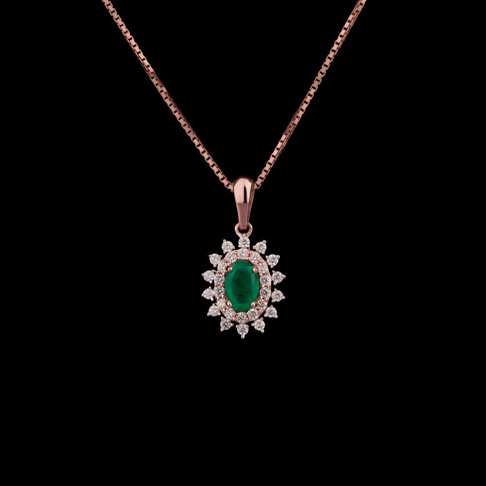 14K Rose Gold Diamond Pendant - 0.3ct VS-GH with Colour Stones
