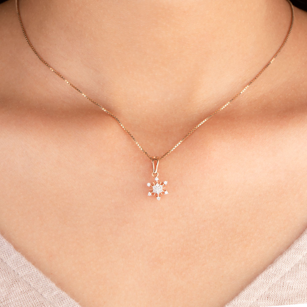 14K Rose Gold Diamond Pendant - 0.13ct SI-GH