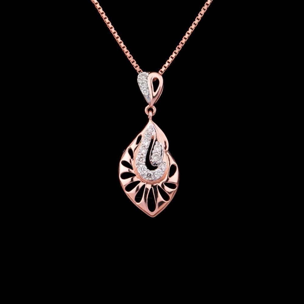 14K Rose Gold Diamond Pendant - 0.18ct SI-IJ