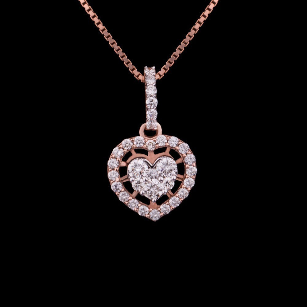 14K Rose Gold Diamond Pendant - 0.58ct SI-IJ