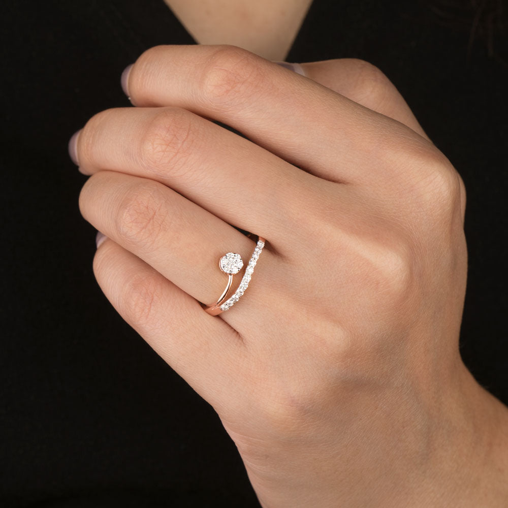 18K Rose Gold Diamond Ring - 0.25ct VVS-VS-GH