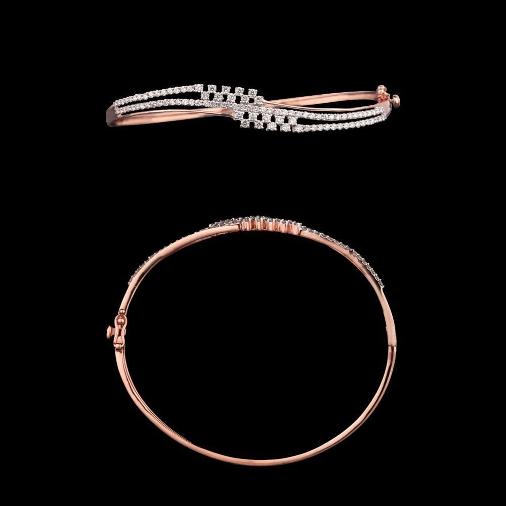 14K Rose Gold Diamond Kada - 1ct SI-GH