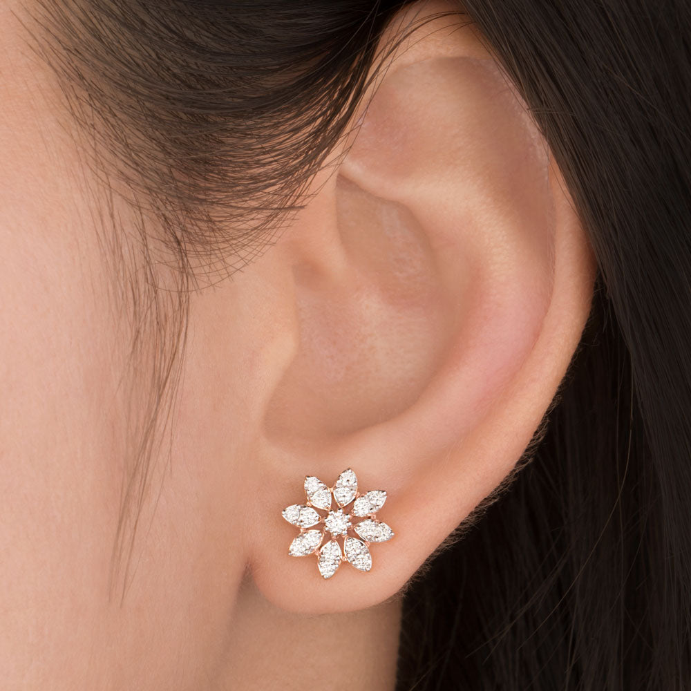18K Rose Gold Diamond Earrings - 0.56ct VVS-VS-GH