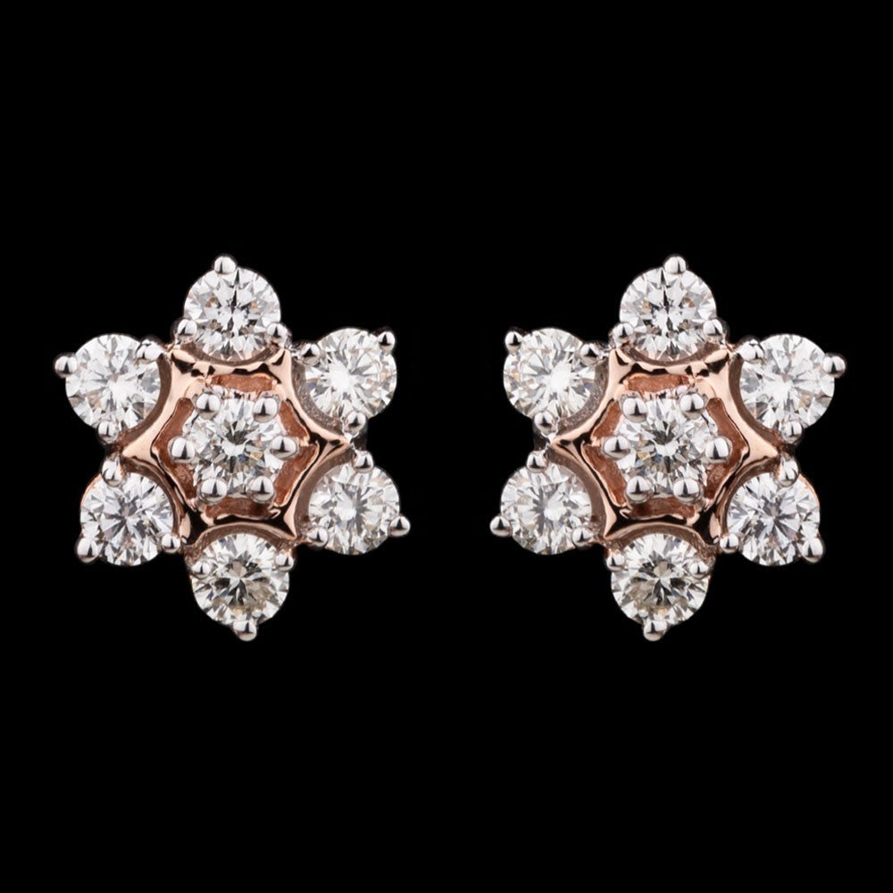 14K Rose Gold Diamond Earrings - 0.9ct VVS-VS-JK