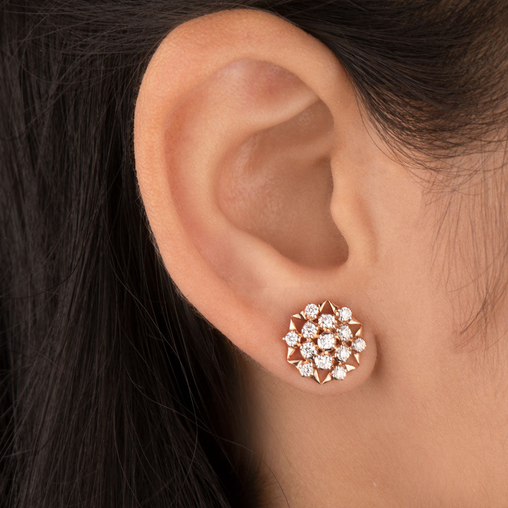 14K Rose Gold Diamond Earrings - 0.62ct VS-SI-GH