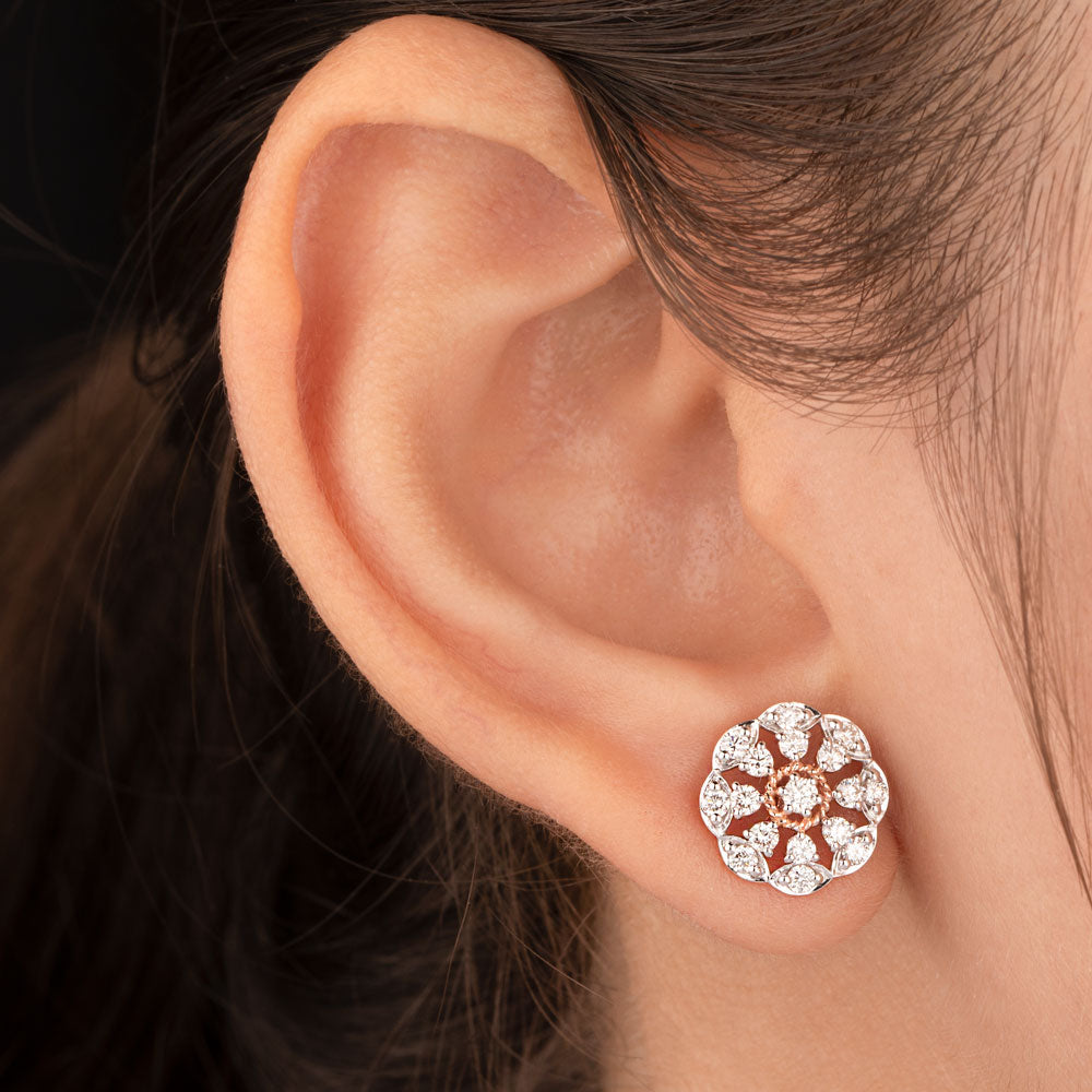 14K Rose Gold Diamond Earrings - 0.74ct VVS-VS-GH